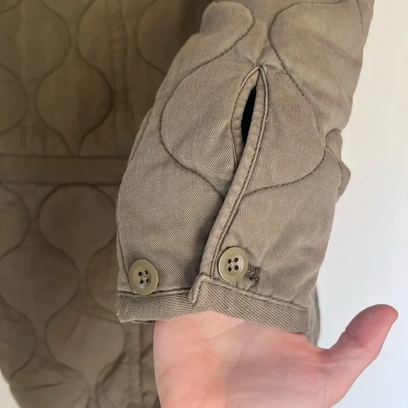 Madewell Quilted Drawstring Jacket Military Green Button Coat Size S-M - Picture 8 of 12